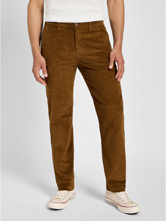 Lee Lee Chinosy REGULAR CHINO Brązowy Regular Fit
