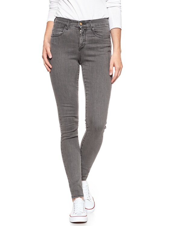 Wrangler Wrangler Jeansy HIGH RISE SKINNY Szary Skinny Fit