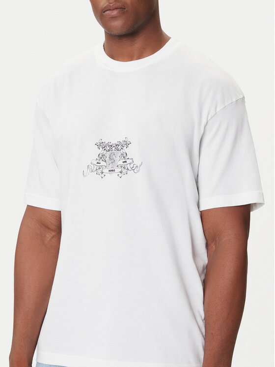 HUGO HUGO T-Shirt Duarms 50542817 Biały Oversize