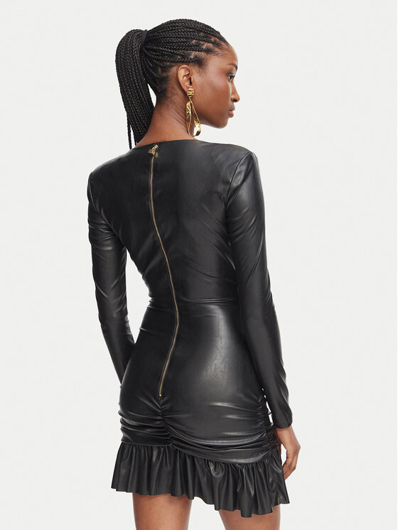 Elisabetta Franchi Elisabetta Franchi Tehisnahast kleit AB-989-66E2-V400 Must Slim Fit