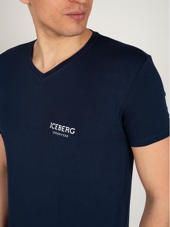 Iceberg Iceberg T-Shirt ICE1UTS02 Tmavomodrá Slim Fit