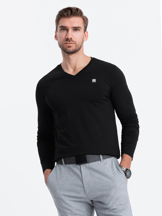 Ombre Ombre Longsleeve OM-LSCL-0110 Czarny Regular Fit