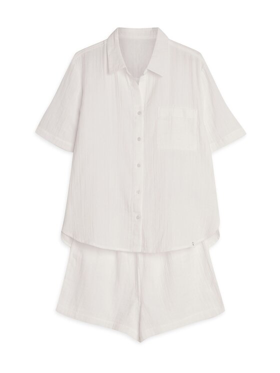 Esotiq Esotiq Komplet polo i spodenki 43142 Biały Regular Fit