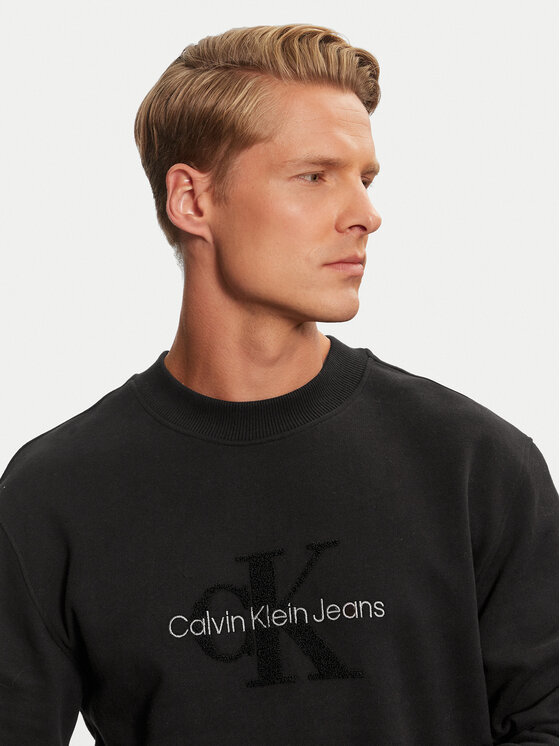 Calvin Klein Jeans Calvin Klein Jeans Majica dugih rukava Chenille J30J326144 Crna Regular Fit