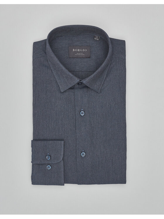 Borgio Borgio Koszula flero_00621 Granatowy Slim Fit