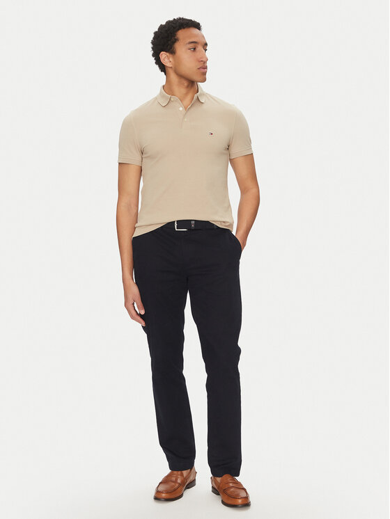 Tommy Hilfiger Tommy Hilfiger Тениска с яка и копчета 1985 MW0MW17771 Бежов Slim Fit