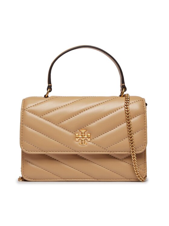 Tory Burch Tory Burch Kabelka Kira Chevron Mini Top Handle Chain Wallet 152356 Béžová