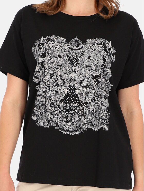Perso Perso T-Shirt TCE240246F Czarny Regular Fit
