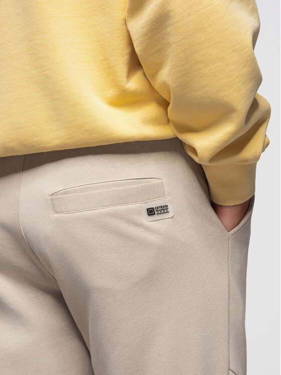 Ombre Ombre Spodnie dresowe OM-PASK-0280 Beżowy Regular Fit