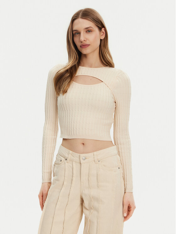 ONLY Sveter Meddi 15339582 Béžová Cropped Fit