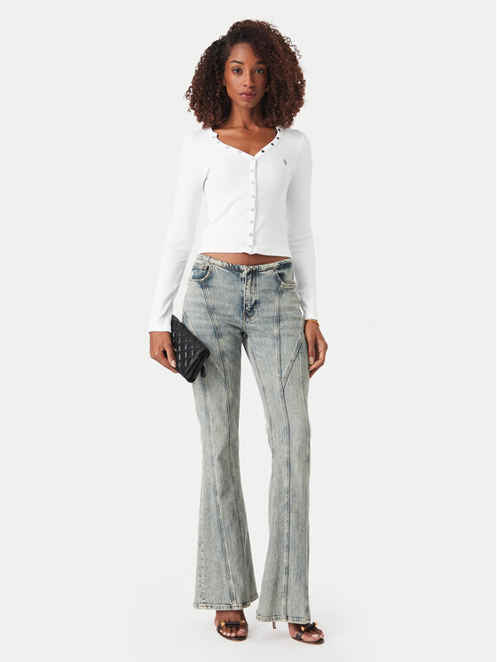 Guess Jeans Guess Jeans Bluzka W6YP03 K3647 Biały Slim Fit