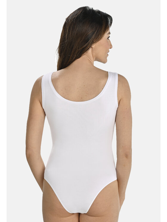 Teyli Teyli Body damskie na szerokich ramiączkach Esme Biały Regular Fit