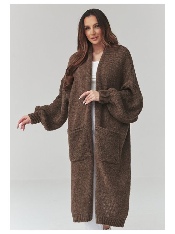 Makadamia Makadamia Sweter S172 Brązowy Loose Fit