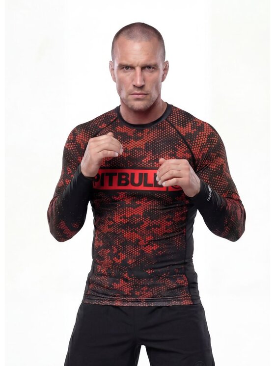 PITBULL PITBULL Koszulka techniczna HEX CAMO HILLTOP Czerwony Regular Fit
