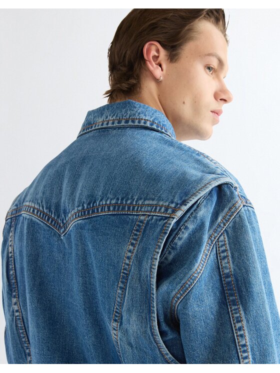 Wrangler Wrangler Kurtka jeansowa SUPER JEANS JACKET Niebieski Regular Fit