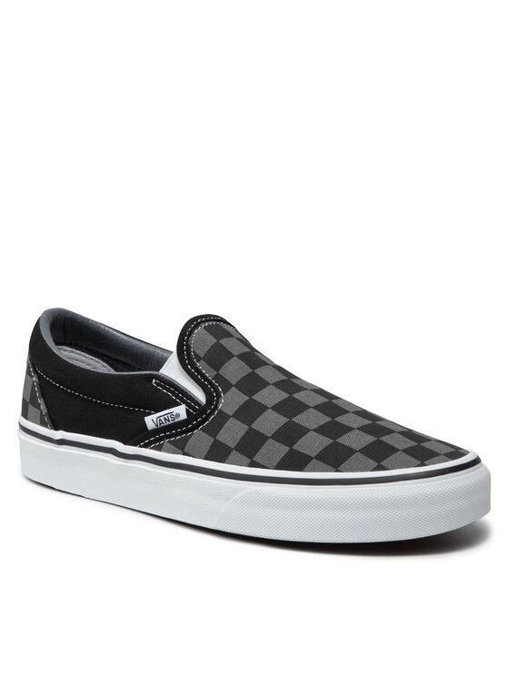 checkered black vans slip on