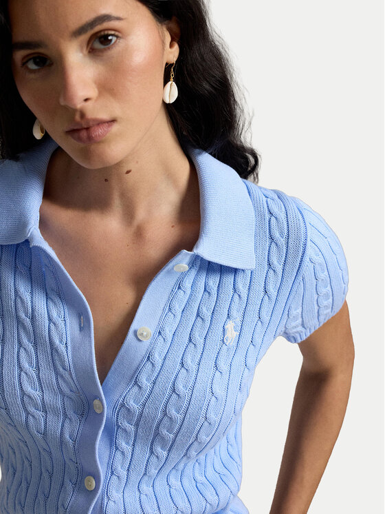Polo Ralph Lauren Polo Ralph Lauren Pletena jopica 211963486500 Svetlo modra Slim Fit