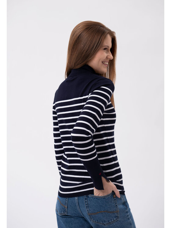 Volcano Volcano Sweter S-JANE Granatowy Regular Fit