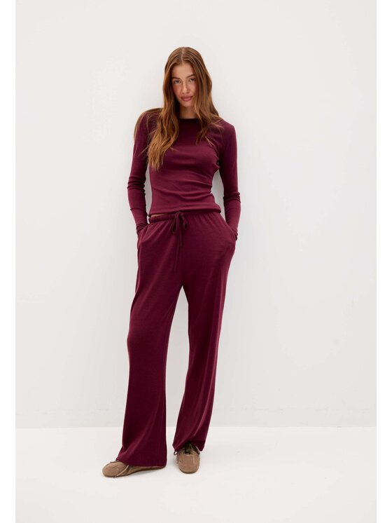 Mirons Mirons Komplet bluzka i spodnie soft Bordowy Regular Fit