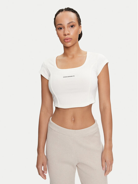 Top Converse, Rozmiar M, Écru, W Wordmark Corset Top 10026506-A02