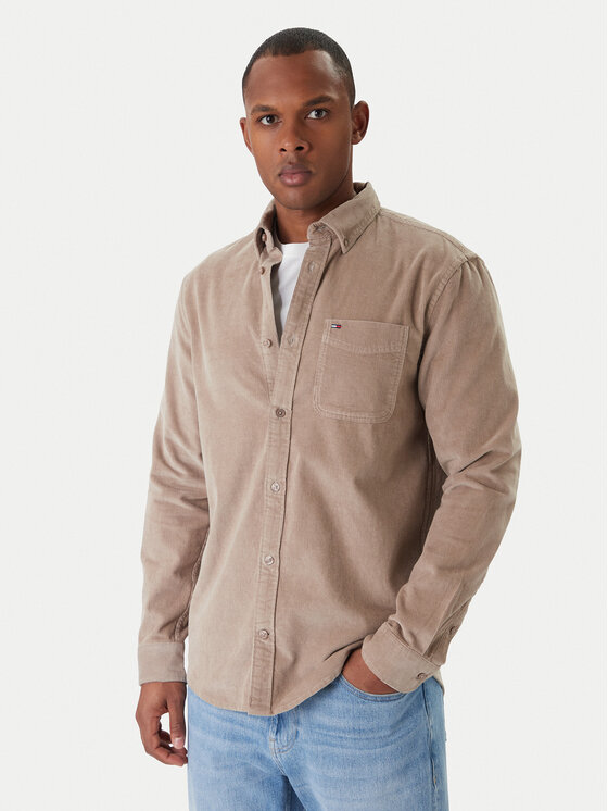 Tommy Jeans Tommy Jeans Риза Baby Cord DM0DM22021 Бежов Regular Fit