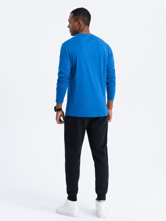 Ombre Ombre Longsleeve OM-LSBL-0106 Niebieski Regular Fit