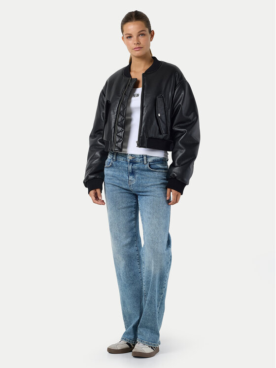 Noisy May Noisy May Geacă din imitație de piele Eileen 27032426 Negru Relaxed Fit