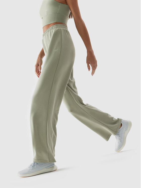 4F 4F Spodnie dresowe 4FAW23TTROF459 Khaki Regular Fit