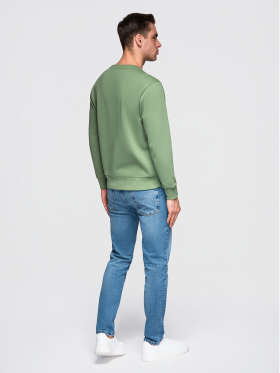 Ombre Ombre Bluza OM-SSBN-0271 Zielony Regular Fit