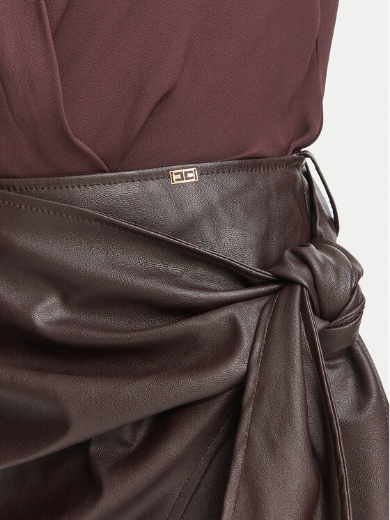 Elisabetta Franchi Elisabetta Franchi Gonna in similpelle GO-218-66E2-V320 Marrone scuro Regular Fit