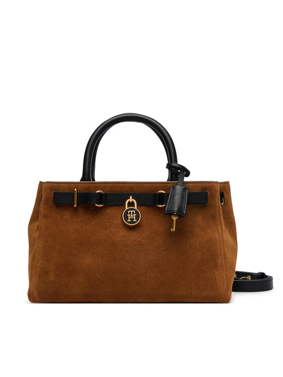 Tommy Hilfiger Tommy Hilfiger Handtasche American Icon Mini Tote Suede Le AW0AW18202 Hellbraun