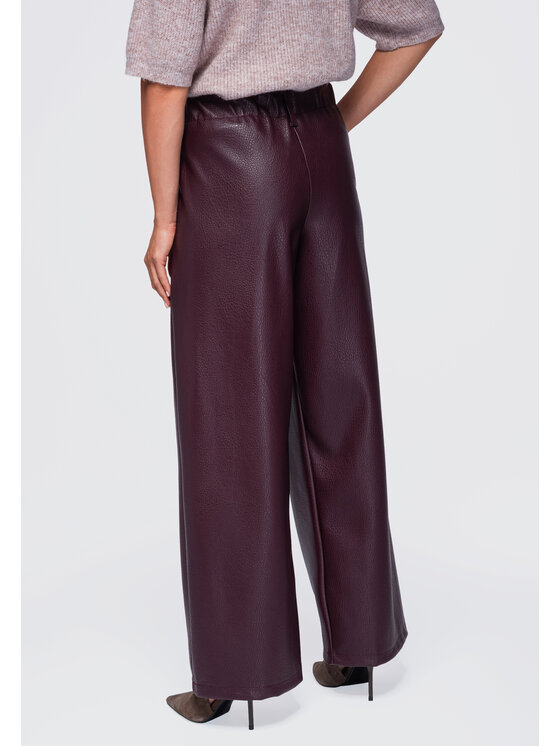 Ombre Ombre Spodnie materiałowe OW-PA-E0023 Bordowy Relaxed Fit
