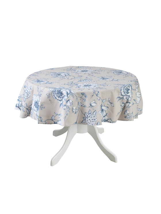 Roseberry Home Roseberry Home Obrus bawełniany w niebiesko-białe kwiaty Blossom Blue Biały