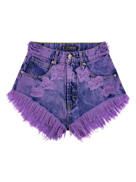 MissDenim MissDenim Szorty jeansowe High Waist Fioletowy Regular Fit