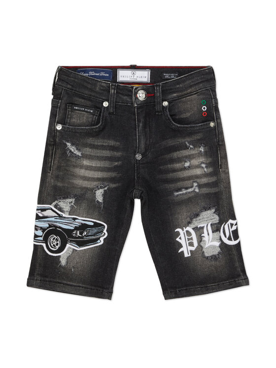 PHILIPP PLEIN PHILIPP PLEIN Pantaloncini di jeans 28125 Grigio Basic Fit