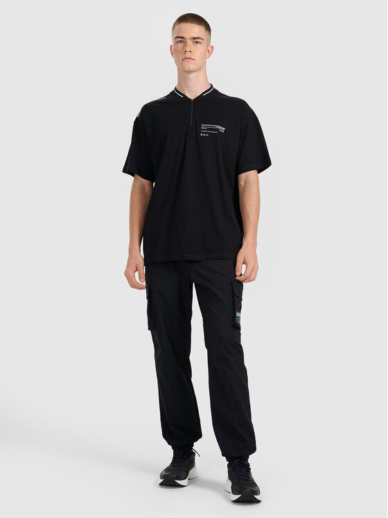 4F 4F Polo DUO DYNAMICS Czarny Oversize