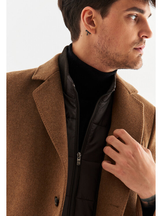 Pako Lorente Pako Lorente Płaszcz wełniany P22WF-7X-001 Beżowy Classic Fit