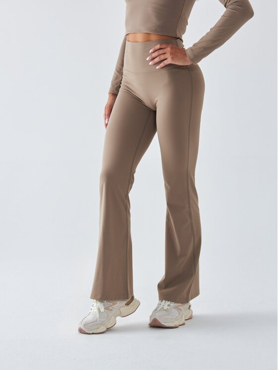 BeShaped BeShaped Legginsy Dzwony - Morning Dew Beżowy Shaping Fit