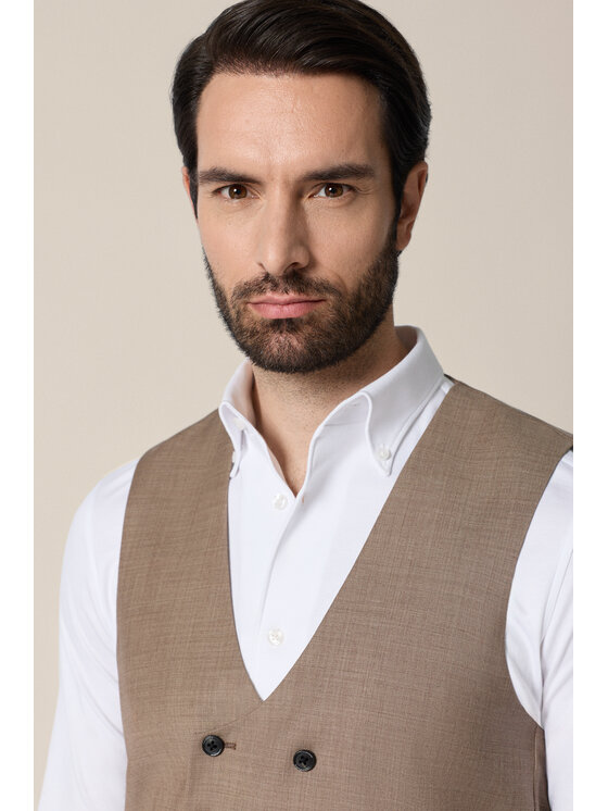 Lancerto Lancerto Kamizelka garniturowa Berja KA073126000004 Beżowy Slim Fit
