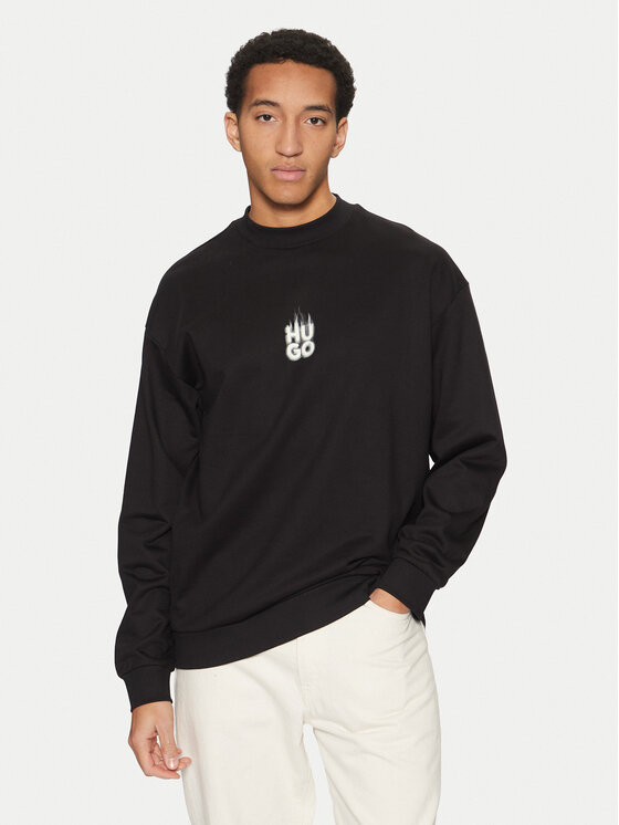 HUGO HUGO Majica dugih rukava Durungu 50530427 Crna Relaxed Fit