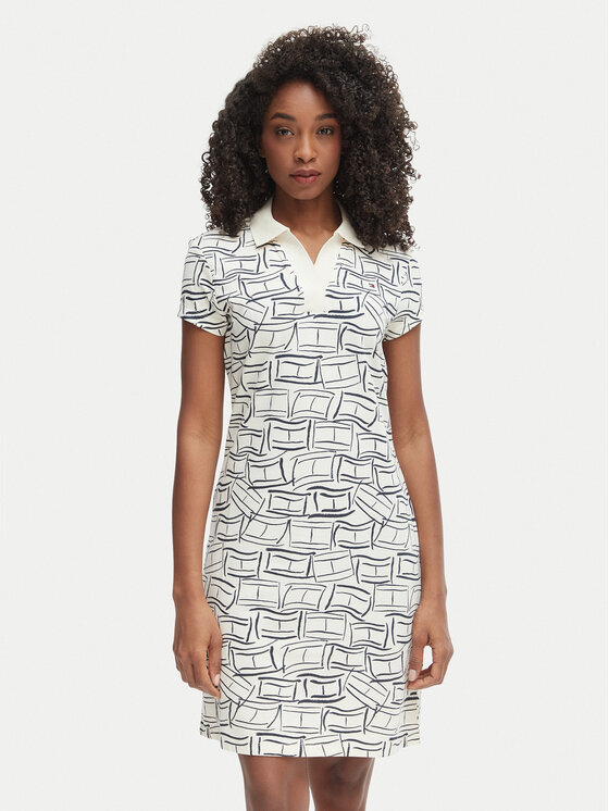 Tommy Hilfiger Tommy Hilfiger Ежедневна рокля 1985 Pique WW0WW49719 Светлобежов Regular Fit