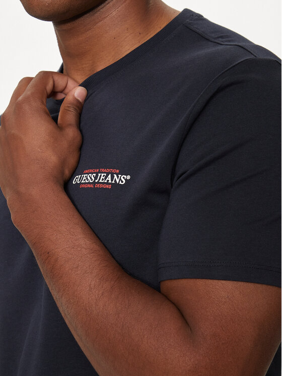 Guess Jeans Guess Jeans T-Shirt M4YI55 K8HM0 Tmavomodrá Slim Fit