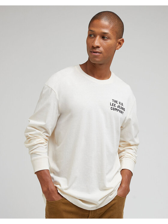 Lee Lee Longsleeve RELAXED TEE Biały Regular Fit