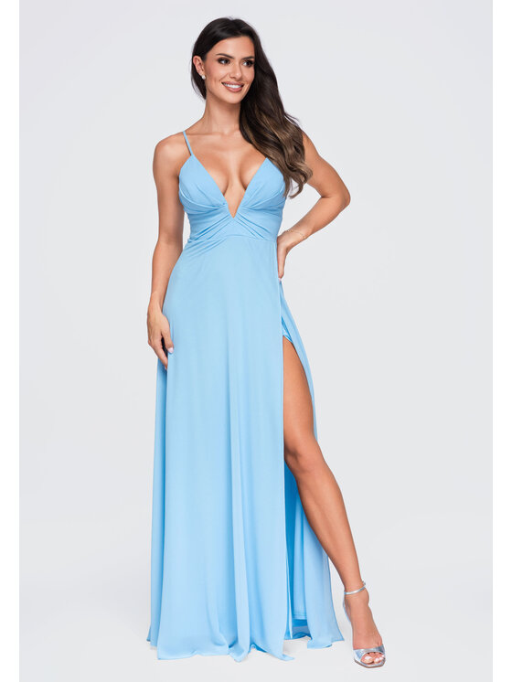 Ombre Ombre Sukienka wieczorowa LA-OM-DLR357 Niebieski Slim Fit