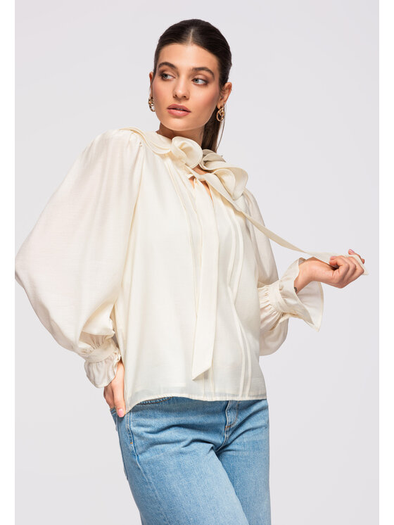 Ombre Ombre Bluzka OW-TS-E0031 Beżowy Loose Fit