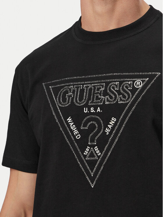 Guess Guess Marškinėliai M6GI15 K3008 Juoda Regular Fit