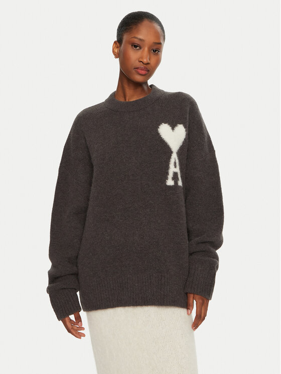 AMI PARIS Sveter UKS025.KN0032 Sivá Regular Fit