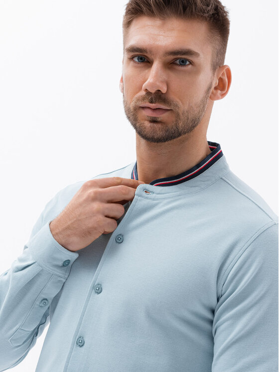 Ombre Ombre Košile K542 Modrá Slim Fit
