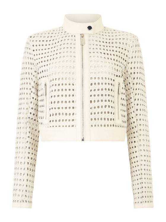 PHILIPP PLEIN PHILIPP PLEIN Kožená bunda 30647 Biela Regular Fit