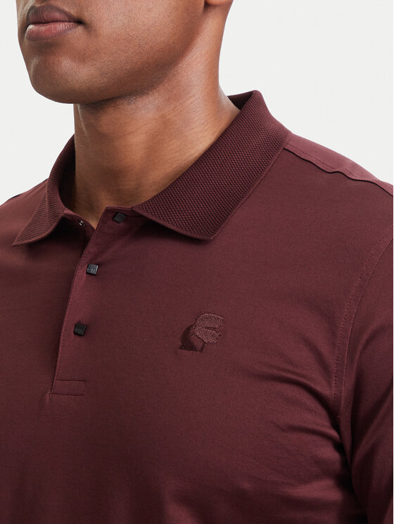 KARL LAGERFELD KARL LAGERFELD Тениска с яка и копчета 745000 564200 Бордо Regular Fit